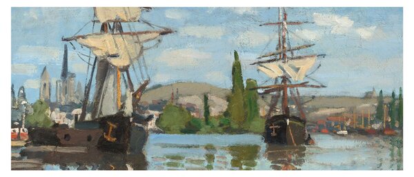 Obraz - Claude Monet, Ships Riding on the Seine at Rouen, reprodukcia (120x50 cm)