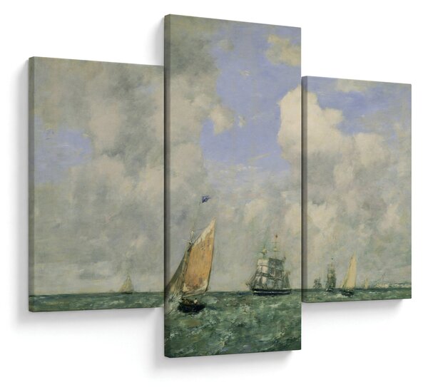 Obraz - Eugène Boudin, Ships and Sailing Boats Leaving Le Havre, reprodukcia (90x60 cm)