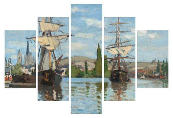 Obraz - Claude Monet, Ships Riding on the Seine at Rouen, reprodukcia (150x105 cm)