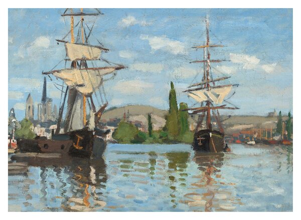 Obraz - Claude Monet, Ships Riding on the Seine at Rouen, reprodukcia (70x50 cm)