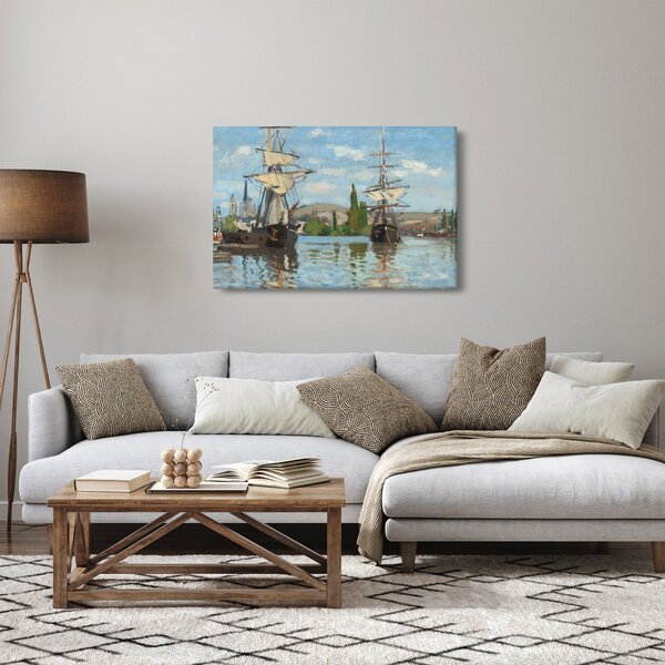 Obraz - Claude Monet, Ships Riding on the Seine at Rouen, reprodukcia (90x60 cm)
