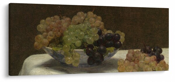 Obraz - Henri Fantin-Latour, Still Life with Grapes and a Carnation, reprodukcia (120x50 cm)
