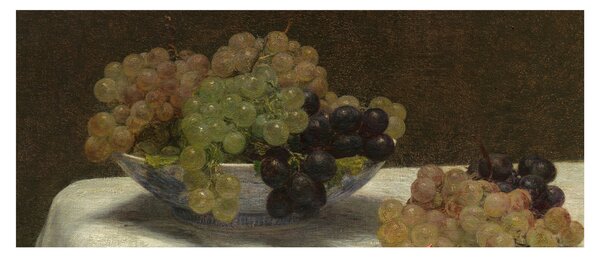 Obraz - Henri Fantin-Latour, Still Life with Grapes and a Carnation, reprodukcia (120x50 cm)