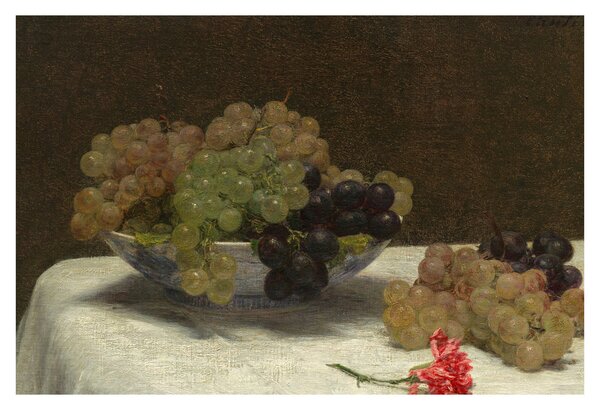 Obraz - Henri Fantin-Latour, Still Life with Grapes and a Carnation, reprodukcia (90x60 cm)
