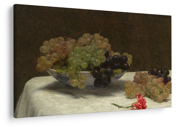 Obraz - Henri Fantin-Latour, Still Life with Grapes and a Carnation, reprodukcia (90x60 cm)