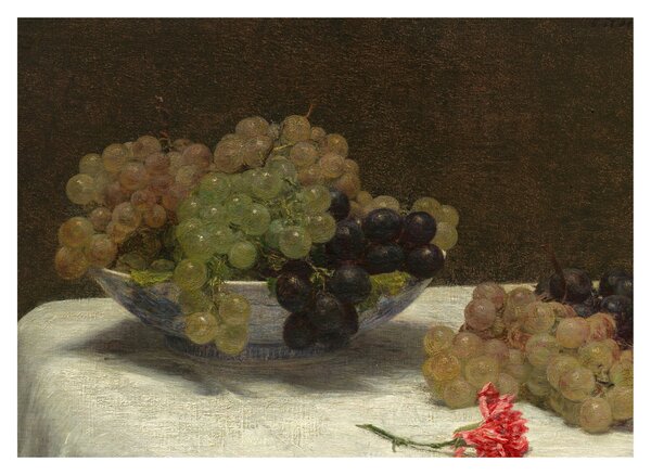 Obraz - Henri Fantin-Latour, Still Life with Grapes and a Carnation, reprodukcia (70x50 cm)