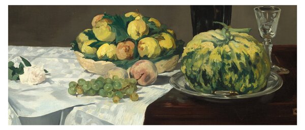 Obraz - Edouard Manet, Still Life with Melon and Peaches, reprodukcia (120x50 cm)