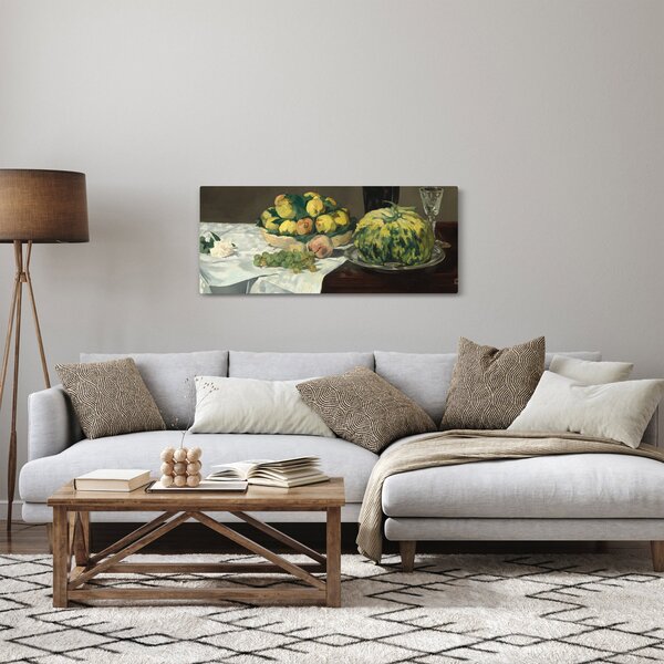 Obraz - Edouard Manet, Still Life with Melon and Peaches, reprodukcia (120x50 cm)