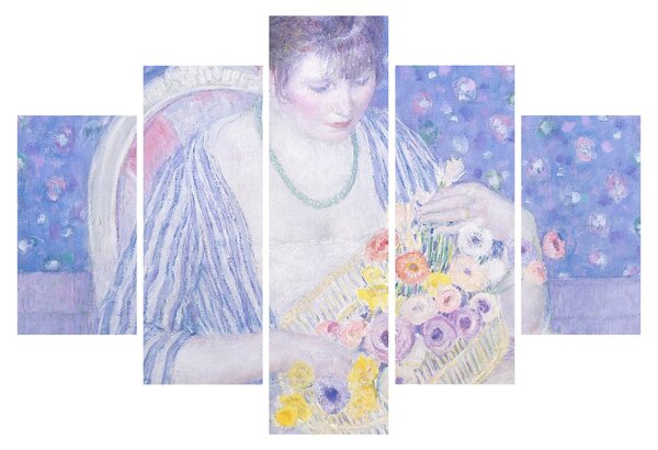 Obraz - Frederick Carl Frieseke, The Basket of Flowers, reprodukcia (150x105 cm)