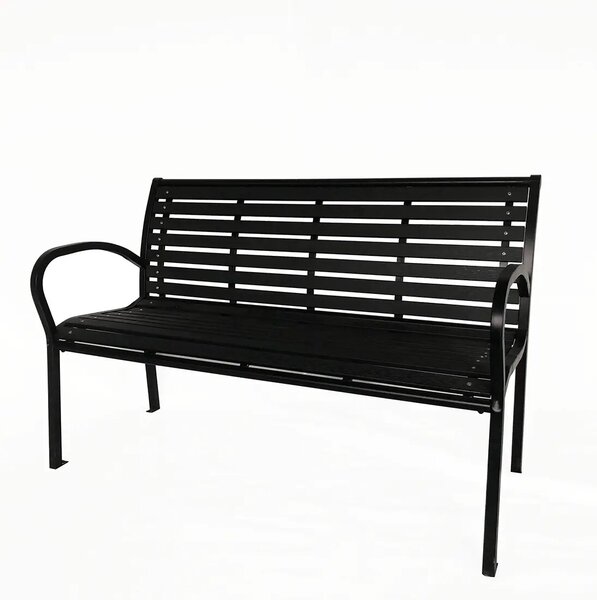 Lavička záhradná 125 x 60 x 80 cm, čierna, oceľ / plast