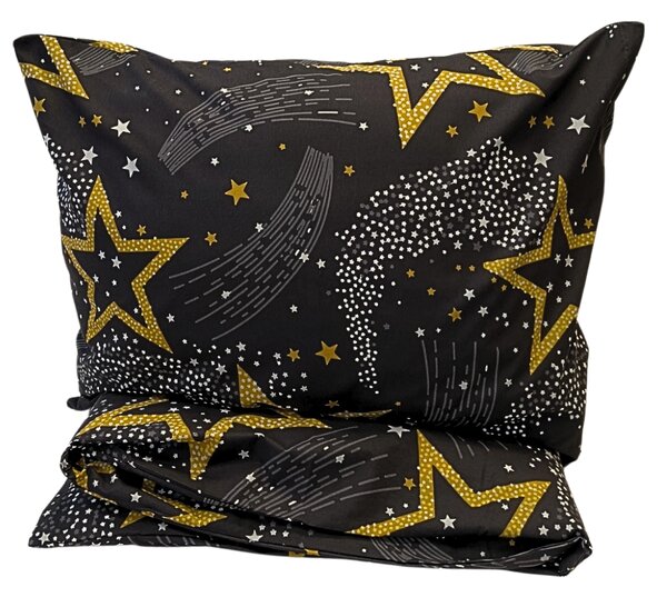 Obliečky bavlnené Star čierna 200x140cm+90x70cm