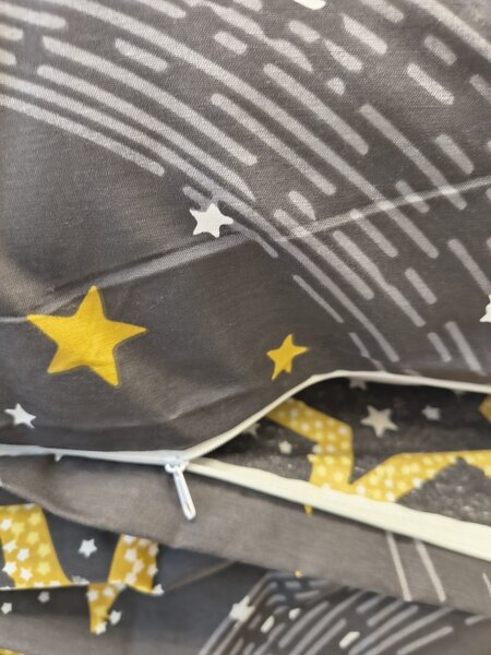 Obliečky bavlnené Star čierna 200x140cm+90x70cm
