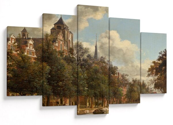 Obraz - Jan van der Heyden, View Down a Dutch Canal, reprodukcia (150x105 cm)