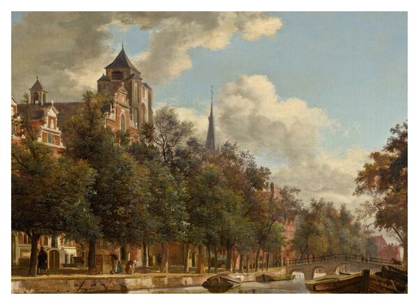 Obraz - Jan van der Heyden, View Down a Dutch Canal, reprodukcia (70x50 cm)