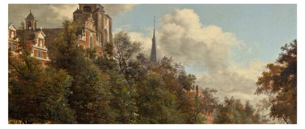Obraz - Jan van der Heyden, View Down a Dutch Canal, reprodukcia (120x50 cm)