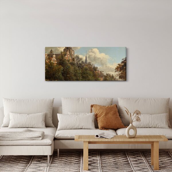 Obraz - Jan van der Heyden, View Down a Dutch Canal, reprodukcia (120x50 cm)