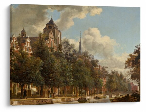 Obraz - Jan van der Heyden, View Down a Dutch Canal, reprodukcia (70x50 cm)
