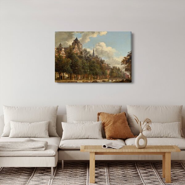 Obraz - Jan van der Heyden, View Down a Dutch Canal, reprodukcia (90x60 cm)