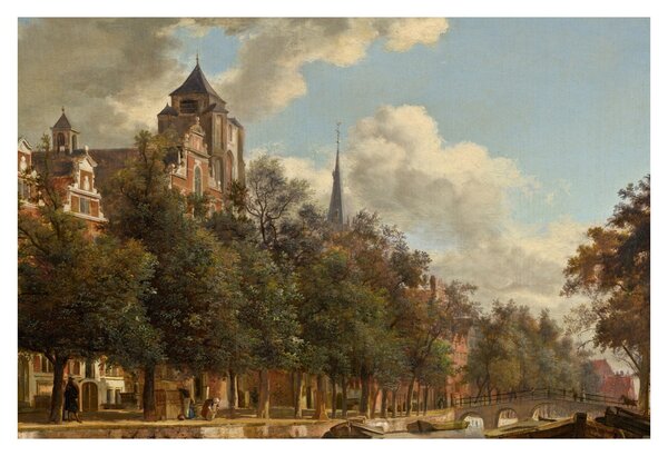 Obraz - Jan van der Heyden, View Down a Dutch Canal, reprodukcia (90x60 cm)