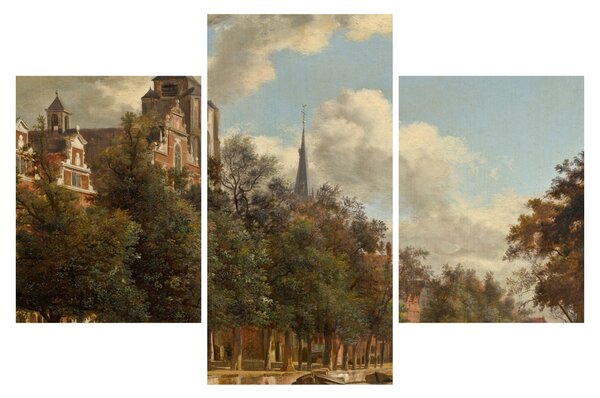 Obraz - Jan van der Heyden, View Down a Dutch Canal, reprodukcia (90x60 cm)