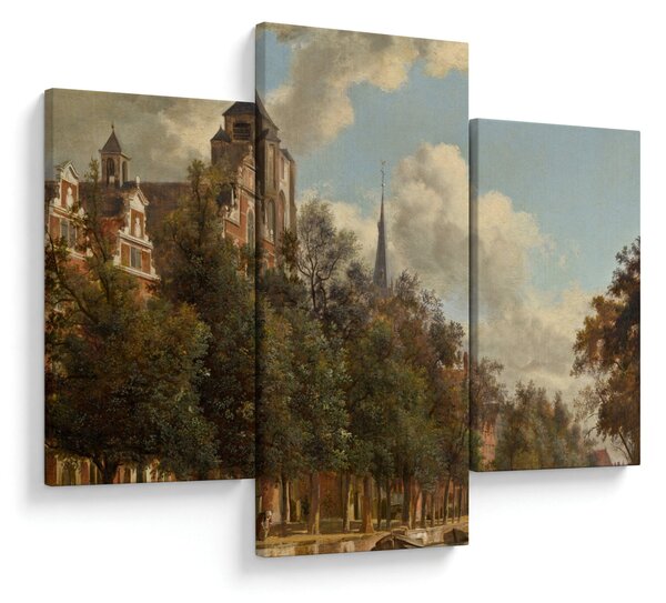 Obraz - Jan van der Heyden, View Down a Dutch Canal, reprodukcia (90x60 cm)