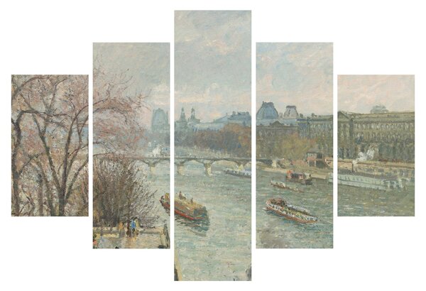 Obraz - Camille Pissarro, The Louvre, Afternoon, Rainy Weather, reprodukcia (150x105 cm)