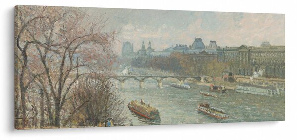 Obraz - Camille Pissarro, The Louvre, Afternoon, Rainy Weather, reprodukcia (120x50 cm)