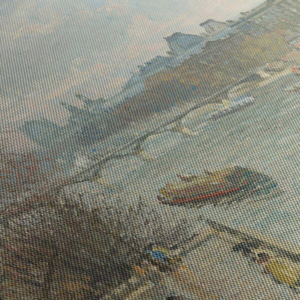 Obraz - Camille Pissarro, The Louvre, Afternoon, Rainy Weather, reprodukcia (s hodinami) (90x30 cm)