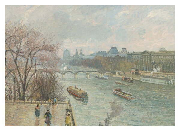 Obraz - Camille Pissarro, The Louvre, Afternoon, Rainy Weather, reprodukcia (70x50 cm)