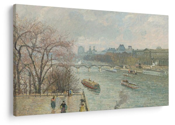 Obraz - Camille Pissarro, The Louvre, Afternoon, Rainy Weather, reprodukcia (90x60 cm)