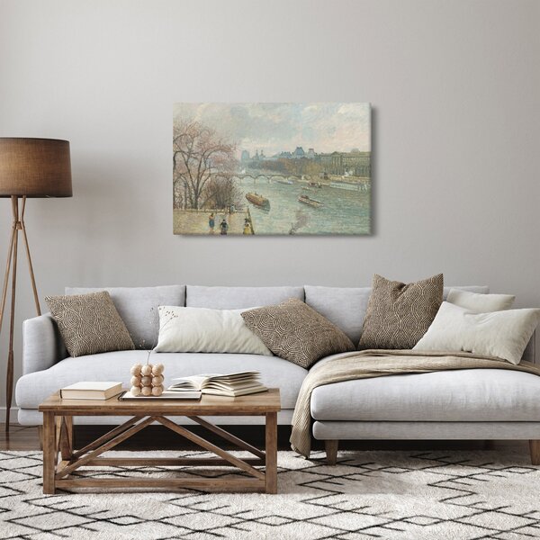 Obraz - Camille Pissarro, The Louvre, Afternoon, Rainy Weather, reprodukcia (90x60 cm)