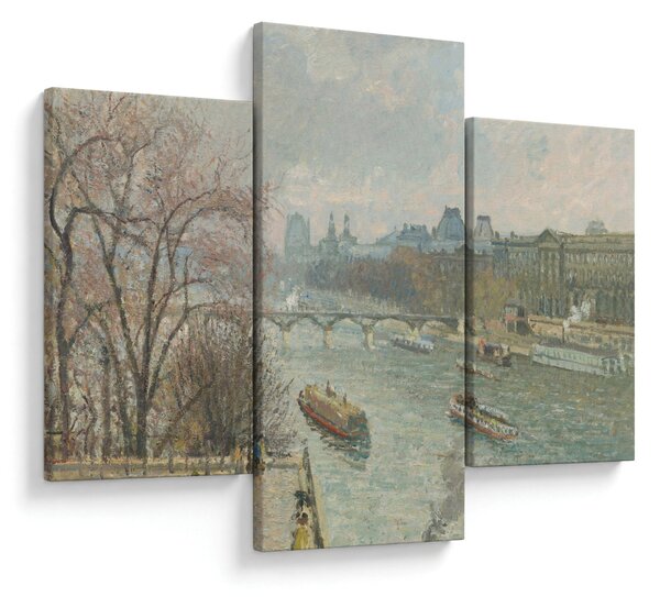 Obraz - Camille Pissarro, The Louvre, Afternoon, Rainy Weather, reprodukcia (90x60 cm)