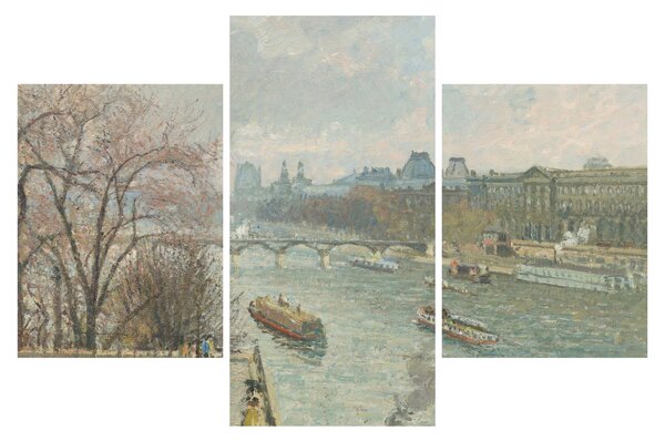 Obraz - Camille Pissarro, The Louvre, Afternoon, Rainy Weather, reprodukcia (90x60 cm)