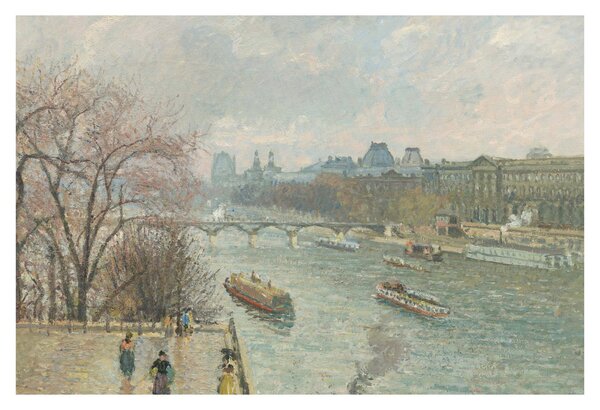 Obraz - Camille Pissarro, The Louvre, Afternoon, Rainy Weather, reprodukcia (90x60 cm)