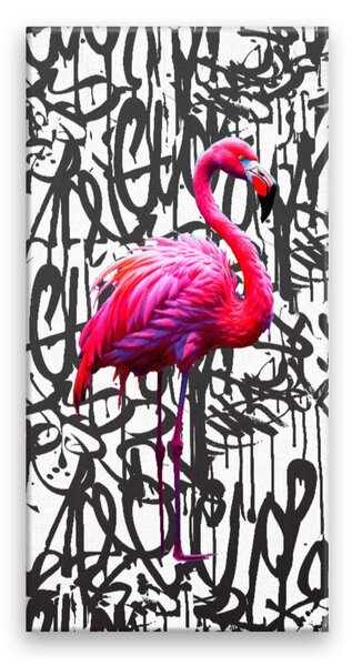 Obraz na plátne - Graffiti plameniak - 30x60 cm