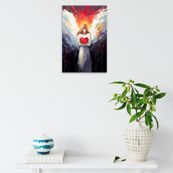 Obraz na plátne - Anjel so srdcom na dlani - 40x60 cm