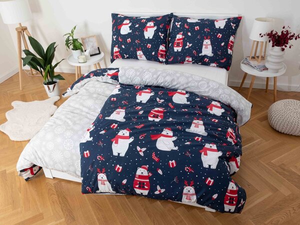 MKLozkoviny.sk Vianočné francúzske bavlnené obliečky Renforcé – Lední medvěd 220x200/70x90 cm