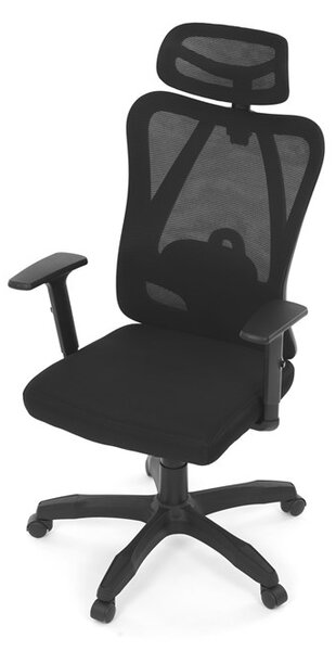 Kancelárska ergonomická stolička MANET — sieťovina / látka, čierna