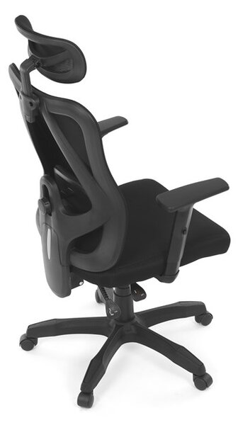 Kancelárska ergonomická stolička MANET — sieťovina / látka, čierna