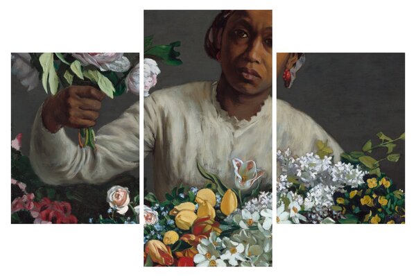 Obraz - Frédéric Bazille, Young Woman with Peonies, reprodukcia (90x60 cm)