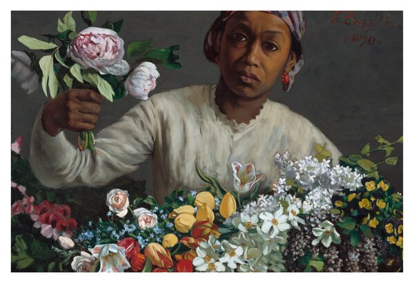 Obraz - Frédéric Bazille, Young Woman with Peonies, reprodukcia (90x60 cm)