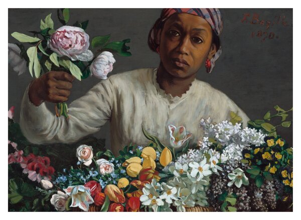 Obraz - Frédéric Bazille, Young Woman with Peonies, reprodukcia (70x50 cm)