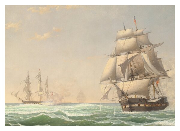 Obraz - Fitz Henry Lane, The United States Frigate President Engaging the British Squadron, reprodukcia (70x50 cm)