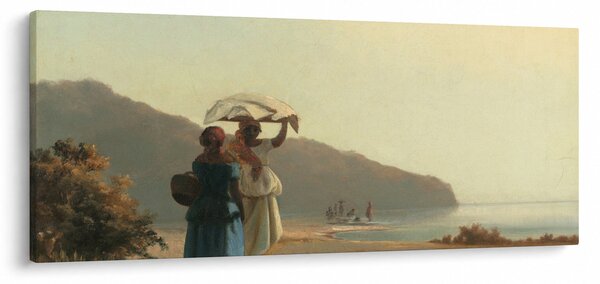 Obraz - Camille Pissarro, Two Women Chatting by the Sea, St. Thomas, reprodukcia (120x50 cm)