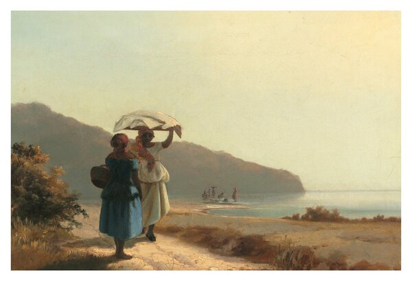 Obraz - Camille Pissarro, Two Women Chatting by the Sea, St. Thomas, reprodukcia (90x60 cm)