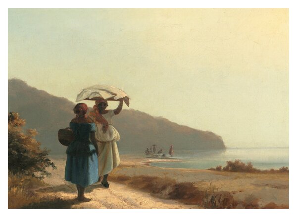 Obraz - Camille Pissarro, Two Women Chatting by the Sea, St. Thomas, reprodukcia (70x50 cm)