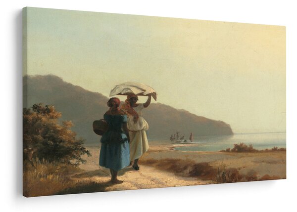 Obraz - Camille Pissarro, Two Women Chatting by the Sea, St. Thomas, reprodukcia (90x60 cm)