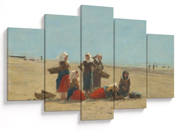 Obraz - Eugène Boudin, Women on the Beach at Berck, reprodukcia (150x105 cm)