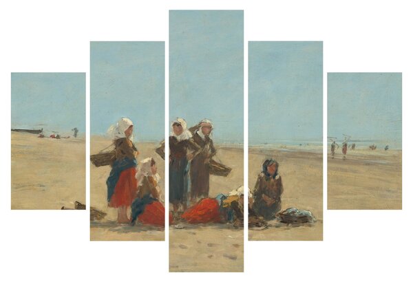 Obraz - Eugène Boudin, Women on the Beach at Berck, reprodukcia (150x105 cm)