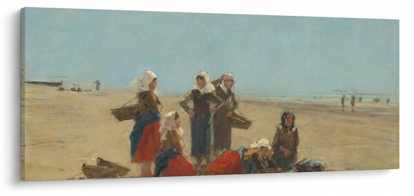 Obraz - Eugène Boudin, Women on the Beach at Berck, reprodukcia (120x50 cm)